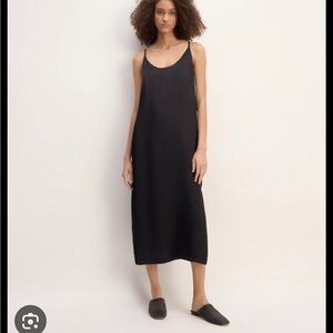 Everlane Classic Black Dress Slip Size 4 Linen-Like Material